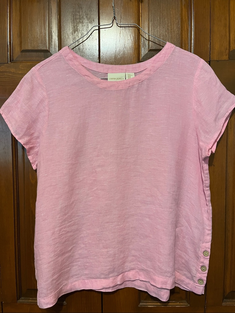 Cynthia Rowley Pink Short Sleeve Linen Top Size XL